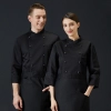 Europe restaurant popular double breasted men & women chef coat workwear baker uniform Color Black
