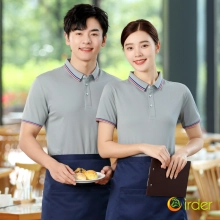Asian hot sale company tshirt uniform team work waiter watiress tshirt logo