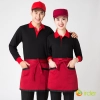 long sleeve turn down collar waiter waitress work uniform tshirt