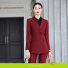 elegant beauty korea lady work suits reception uniform office pant suits Color wine blazer