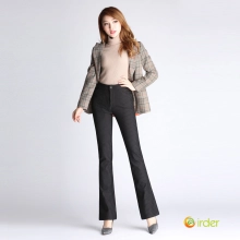 2022 new fashion office design stripes young lady bell bottom pant flare jeans