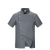denim like fabric short sleeve chef jacket cook uniform Color Gray