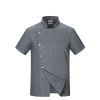 denim like fabric short sleeve chef jacket cook uniform