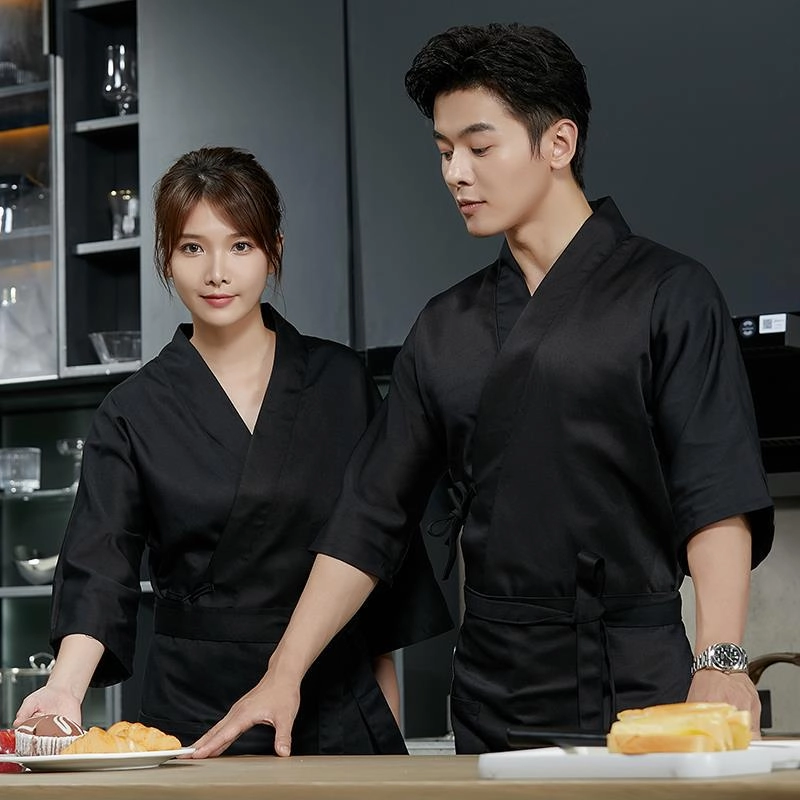 2023 japanese style floral print sushi restaurant chef blouse jacket