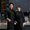 handsome long sleeve bread store baker chef jacket coat Color Black