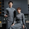 handsome long sleeve bread store baker chef jacket coat Color Gray