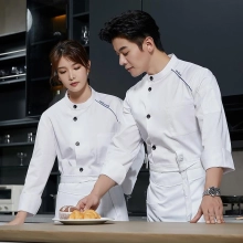 Korea design young chef jacket 2023 long sleeve autumn chef uniform
