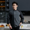 Korea design young chef jacket 2023 long sleeve autumn chef uniform Color Black