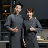 high quality buffet restaurant chef staff uniform jacket Color Gray