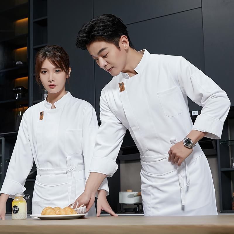 2023 long sleeve khaki invisual button chef uniform jacket blouse