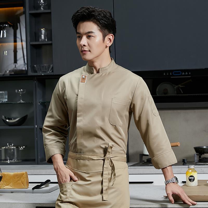 2023 long sleeve khaki invisual button chef uniform jacket blouse