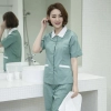 2022 korean asian hotel housekeeping staff uniforms-blouse pant Color light green blouse + pant