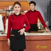 autumn winter long sleeve restaurant cafe bar staff unfiorm t-shirt workwear Color Red