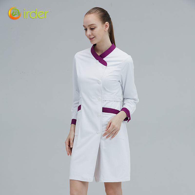 fashion new design purple collar hem nurse coat cosmetology care staff uniform