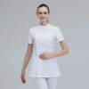 short sleeve side open hospital clinic femal nurse suits jacket pant Color White