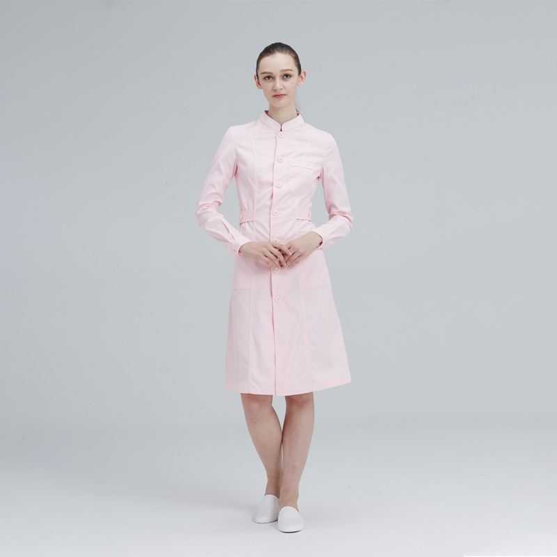 long sleeve high quality pink beatuty care medical nurse coat