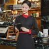 Asian design contrast collar long sleeve restaurant hotpot tea house uniofrm waiter jacket shirt Color Color 3