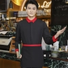 Asian design contrast collar long sleeve restaurant hotpot tea house uniofrm waiter jacket shirt Color Color 6