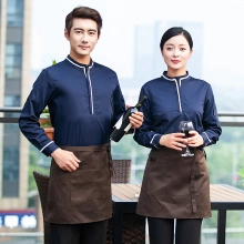 casual navy blue sleeve opening waiter pullover shirts waiter uniforms