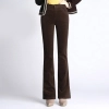 2022 autumn winter high waist thicken corduroy flared pants large size women's trouser Color Coffee