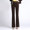 2025 autumn winter high waist thicken corduroy flared pants large size women's trouser Color Coffee