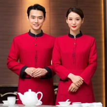 2025 chinese food restaurant waiter waitress blouse apron work uniform