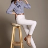 fit comfortable elastic women capri pant Office lady trousers Color White