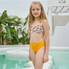 2025 honeycomb printing cute halter floral little girl kid swimwear swimsuit bikini Color Color 1