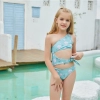 2025 honeycomb printing cute halter floral little girl kid swimwear swimsuit bikini Color Color 7