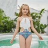 2022 honeycomb printing cute halter floral little girl kid swimwear swimsuit bikini Color Color 10