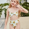 lovely sunflower printing girl swimwear water game swimsuit wholesale