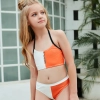 2025 Europe design  white orange patchwoek children girl swimwear 