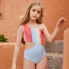 2022 girl swimwear Gradient wide stripes child girl swimsuit swimwear two-piece design Color Color 1