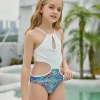 2022 white halter bare back teen girl children girl swimwear 