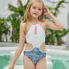 2022 white halter bare back teen girl children girl swimwear  Color White