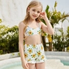 2022 lovely sunflower print  swimwear teen girl children girl two piece swimwear   Color Color 1