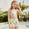 2025 lovely sunflower print  swimwear teen girl children girl two piece swimwear   Color Color 1