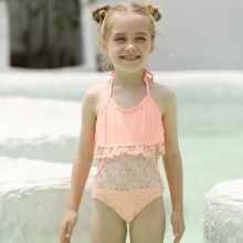 2022 lace fabric swimwear little girl children girl one piece design bikini