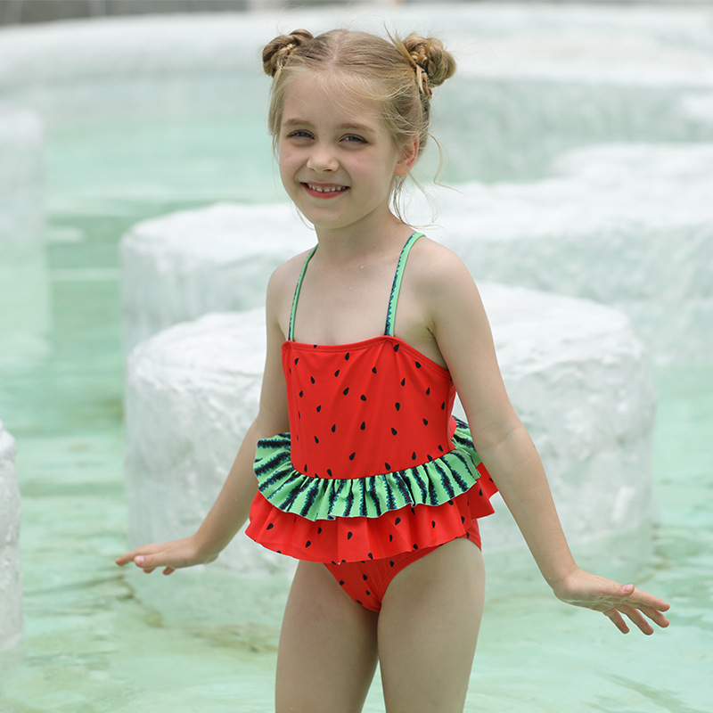 2022 watermelon style little girl one piece design kid bikini swimwear 