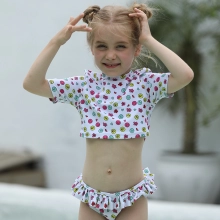 2022 facial expression print little girl one piece design kid tankini swimwear