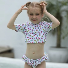 2022 facial expression print little girl one piece design kid tankini swimwear 