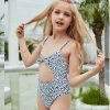 2025 Europe Leopard spot swimwear two-piece swimsuit children girl swimwear Color Green