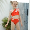 2025 nice red speical design solid color one piece kid bikini swimwear free shipping Color Color 1