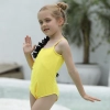 2022 yellow solid color one piece kid bikini swimwear children girl swimsuit free shipping