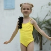 2025 yellow solid color one piece kid bikini swimwear children girl swimsuit free shipping Color Color 1