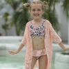 2025 lace fabric triple kid bikini swimwear children girl swimsuit   Color Color 1