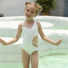 2022 Australia buyer likes light yellow one-piece children girl kid swimsuit  swimwear