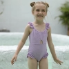 2025 pure texture one-piece children girl swimwear  kid swimsuit  Color Color 1