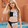 2025 hot sale Europe design patchwork two-piece children girl swimwear teen swimsuit 