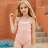 2022 simple solid pink one-piece teen girl swimwear bikini swimsuit  Color Color 1